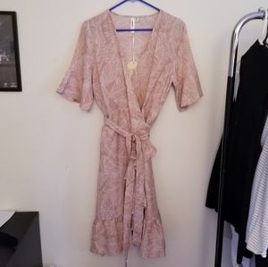 *NWT* Pink Tropical Print Wrap Dress